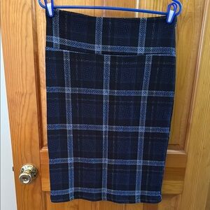 #86 - LuLaRoe Blue and Black Cassie Pencil Skirt Knee-Length Skirt